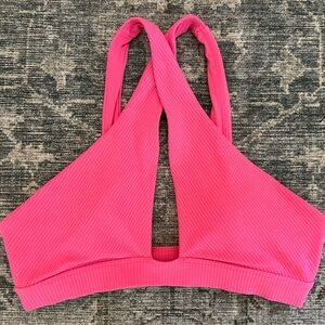 ALO Yoga Pink Ribbed Destination Sport Bra